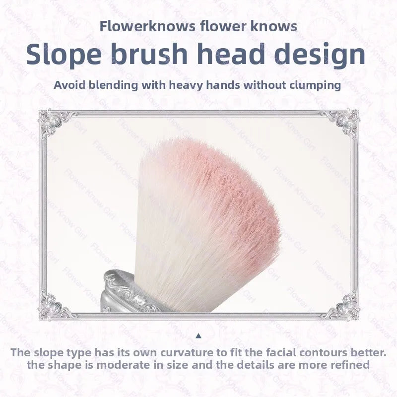 Flower Knows Shell Pearl  Series Blush Brush Wool Loose Powder Highlighter Brushes