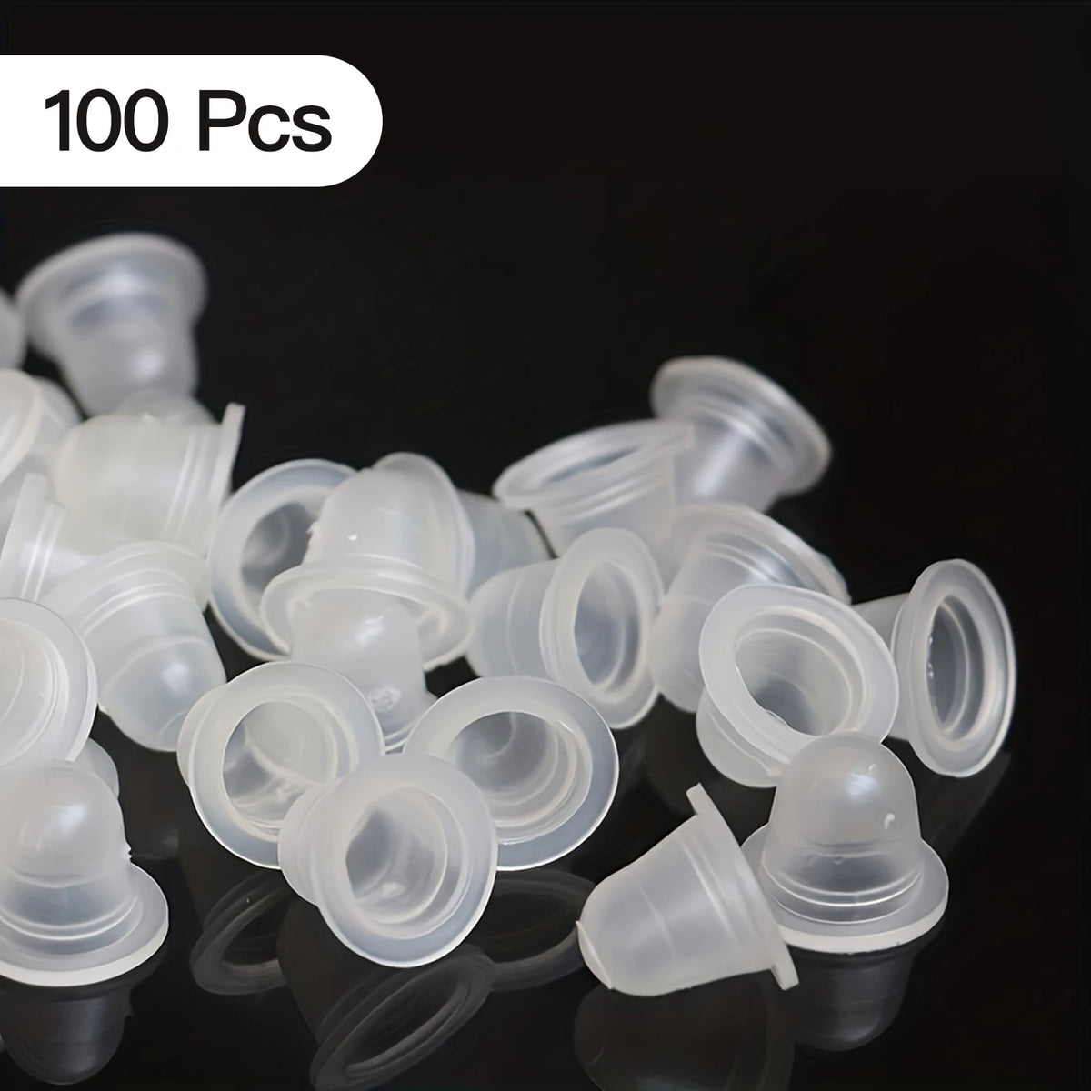 100Pcs Disposable Tattoo Ink Cup S  Size and L Size Silicone Permanent Tattoo Makeup Eyebrow Makeup Pigment Container Caps