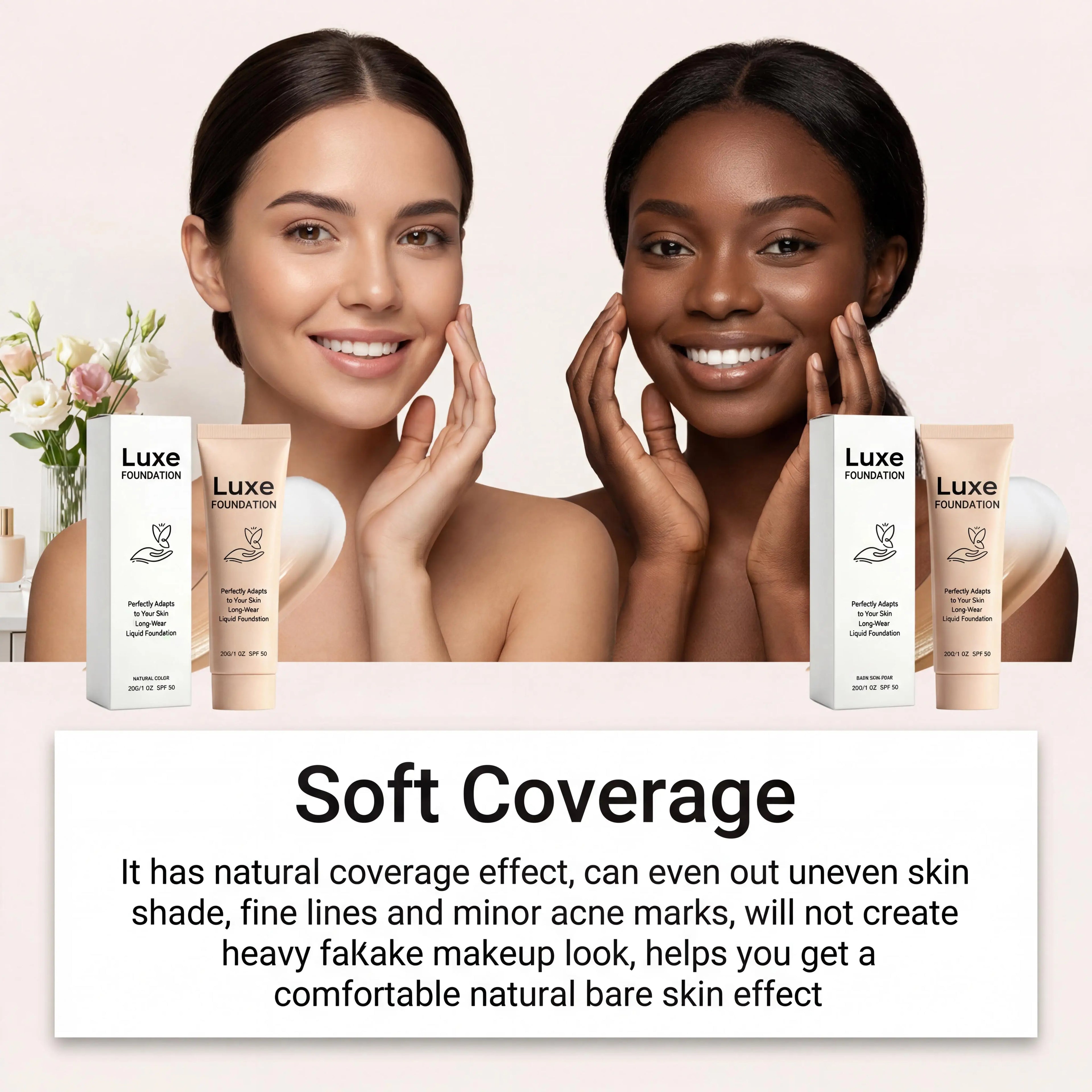 SPF 50 Color Changing Foundation Self Adjusting Adapt Skin Tone Conceal Face Fine Flaws Natural Invisible Skin Pores Makeup Base
