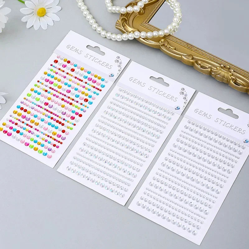 Rhinestone Acrylic Face Decoration Sticker Party Eyes Makeup Crystal Self-adhesive DIY Sticker Girls Face Diamond Tattoo Sticker
