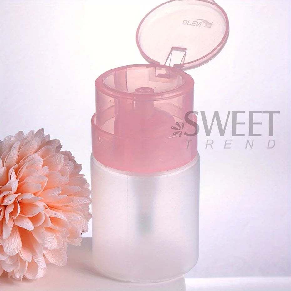 100/200ml Empty Press Pump Dispenser Plastic Lockable Leak-proof Nails Polish Remover Pressed Bottle Makeup Tools Liquid Storage