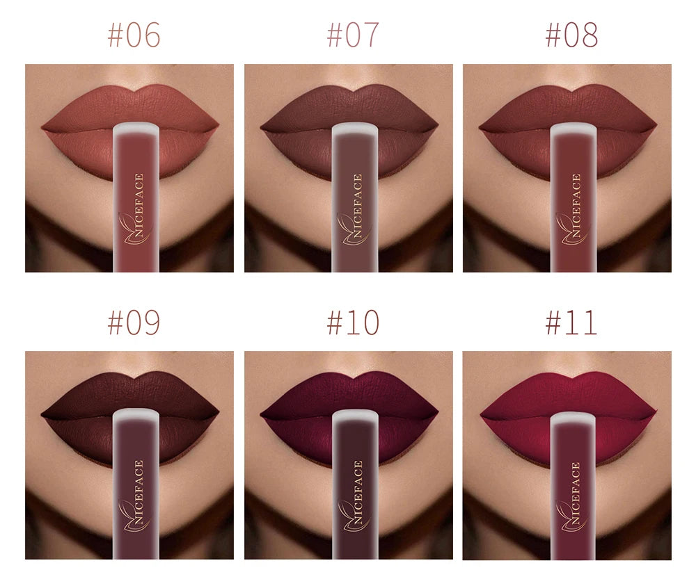 Nude Liquid Lipstick Ultra Matte Velvet Long Lasting Women Beauty Red Nonstick Cup Waterproof Purple Lip Gloss Lips Cosmetics