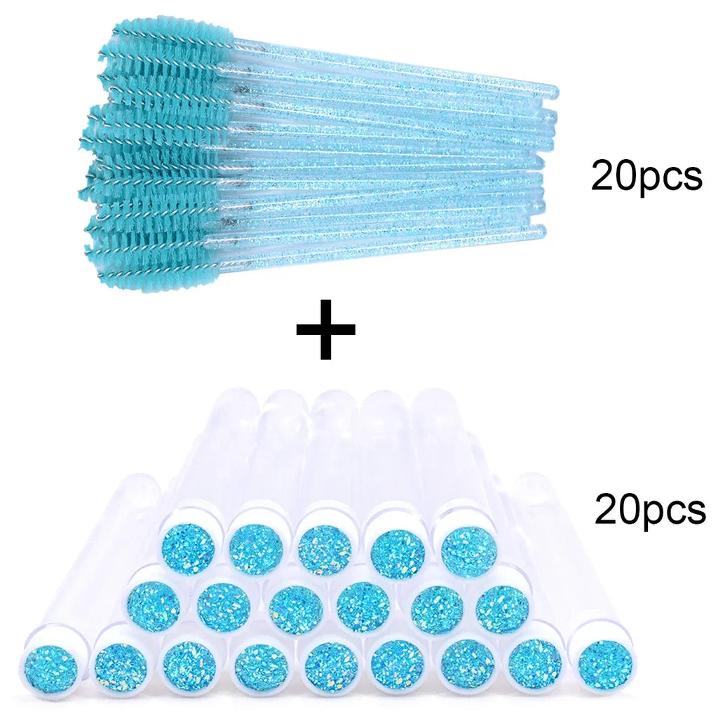 20Pcs Eyelash Brush With 20Pcs Containers Dust-proof Tube Reusable Eye Lash Mascara Wands Replaceable Makeup Applicators Tools