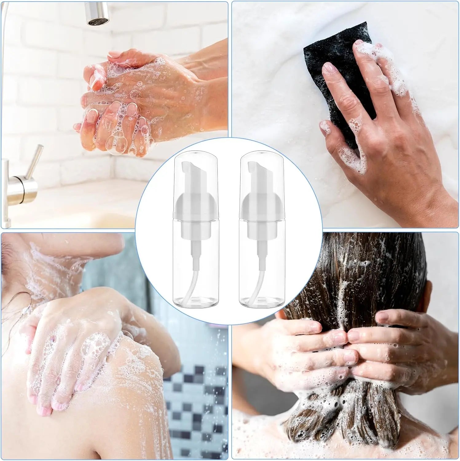 2Pcs 30ml 50ml 60ml 100ml Plastic Foam Pump Bottle Empty Face Eyelashes Cosmetic Bottle Cleaner Soap Dispenser Foam Bottle