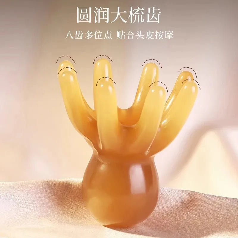 Octopus Head Massager Comb Head Meridian Manual Acupressure Tool Portable SPA Gua Sha Massage Comb