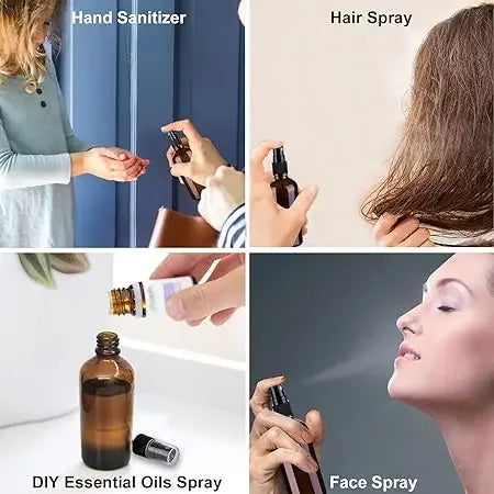 1Pcs 5ml-100ml  Empty Amber Fine Mist Small Glass Spray Bottles Set For Essential Oils Perfume Cleaning Solutions