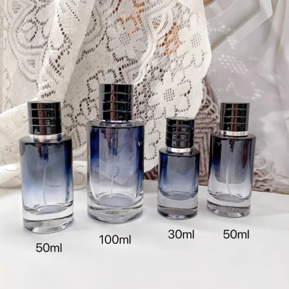 1Pcs 30ml-100ml Gradient Color Portable Glass Refillable Perfume Bottle Cosmetic Container Atomiser Sprayer Travel Cosmetic Tool