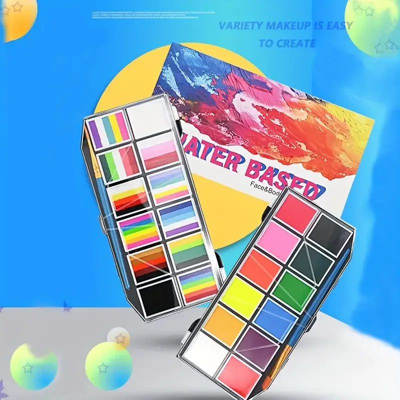 12 Colours Water-Soluble Rainbow Palette Children's Face Body Paint, Halloween Stage Makeup Body Paint Pigments Face Makeup