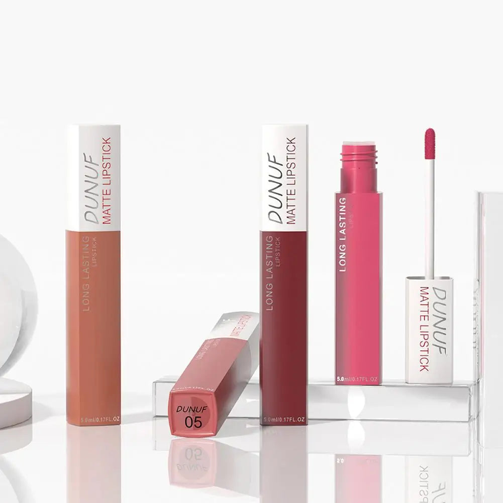 Non Stick Cup Liquid Lipstick Dark Purple Long Lasting Lip Gloss Matte Velvet Finish Resistant To Fading Waterproof Lip Cosmetic