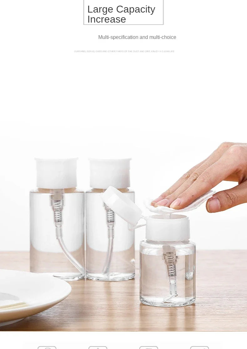 1pc Refillable Bottles Push-type Bottling   Empty Pump Dispenser Bottle for Nail Polish and Makeup Remover Bottle Packaging