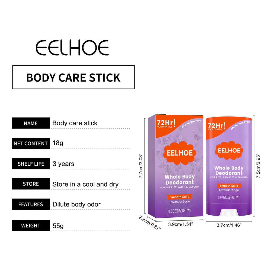 Whole Body Deodorant Stick 72 Hour Odor Control Long-Lasting Fragrance Armpit Odor Remove Sweat Refreshing Antiperspirant Stick