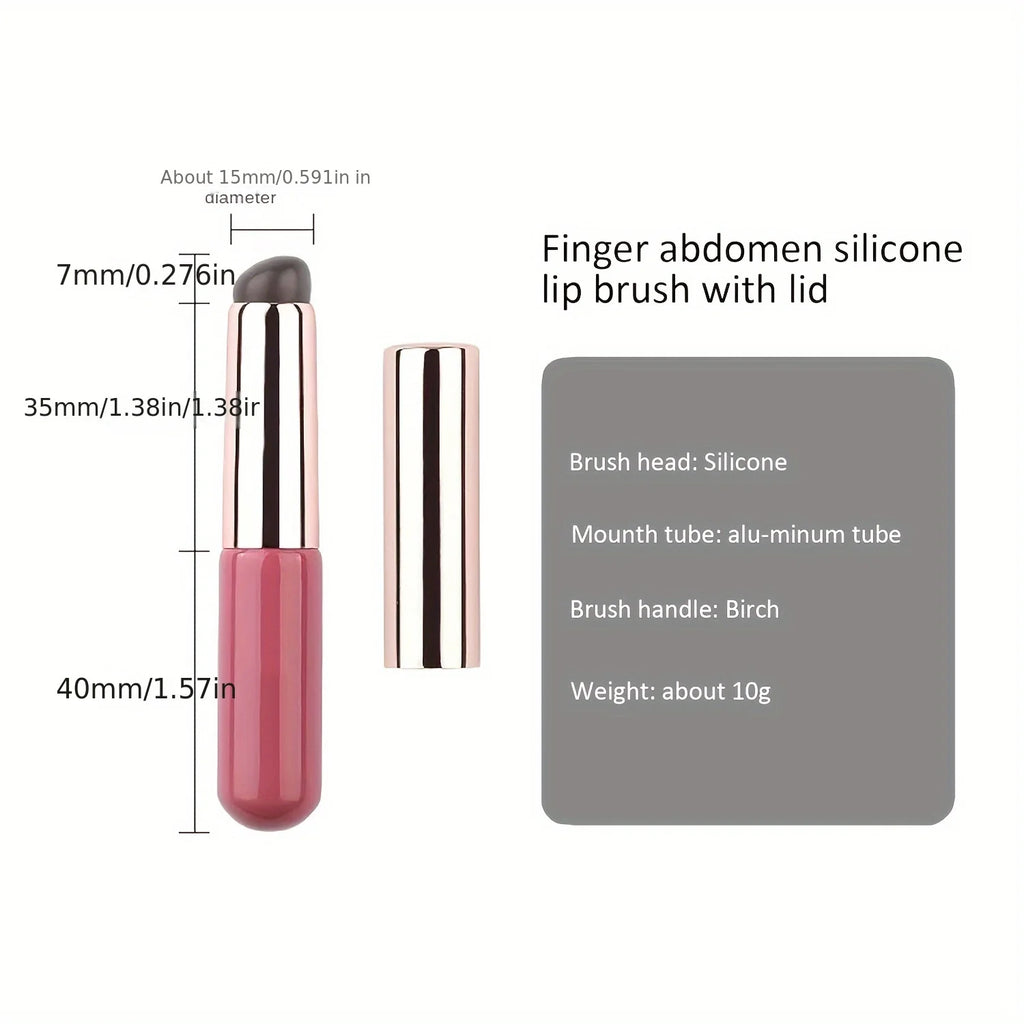 Portable Silicone Lip Brush with Cover - Mini Makeup Applicator, Easy to Apply, Suitable for Lip Balm, Lipstick Auxiliary Tool