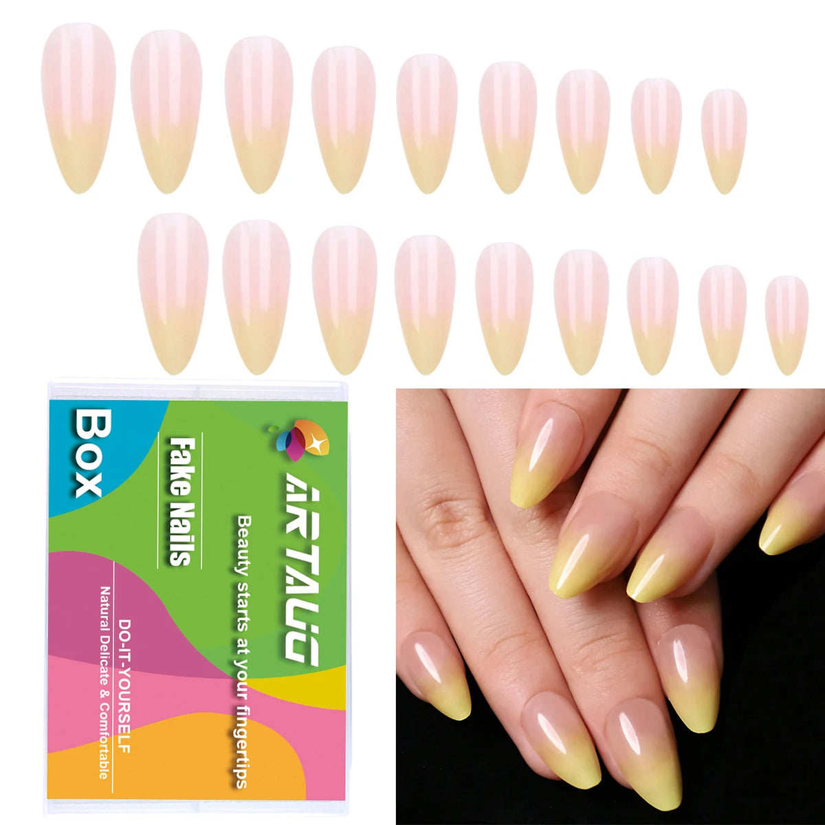 120pcs -box Almond White French Fake Nails for Stylish Women & Girls, Perfect for Daily Chic or Party Celebrations