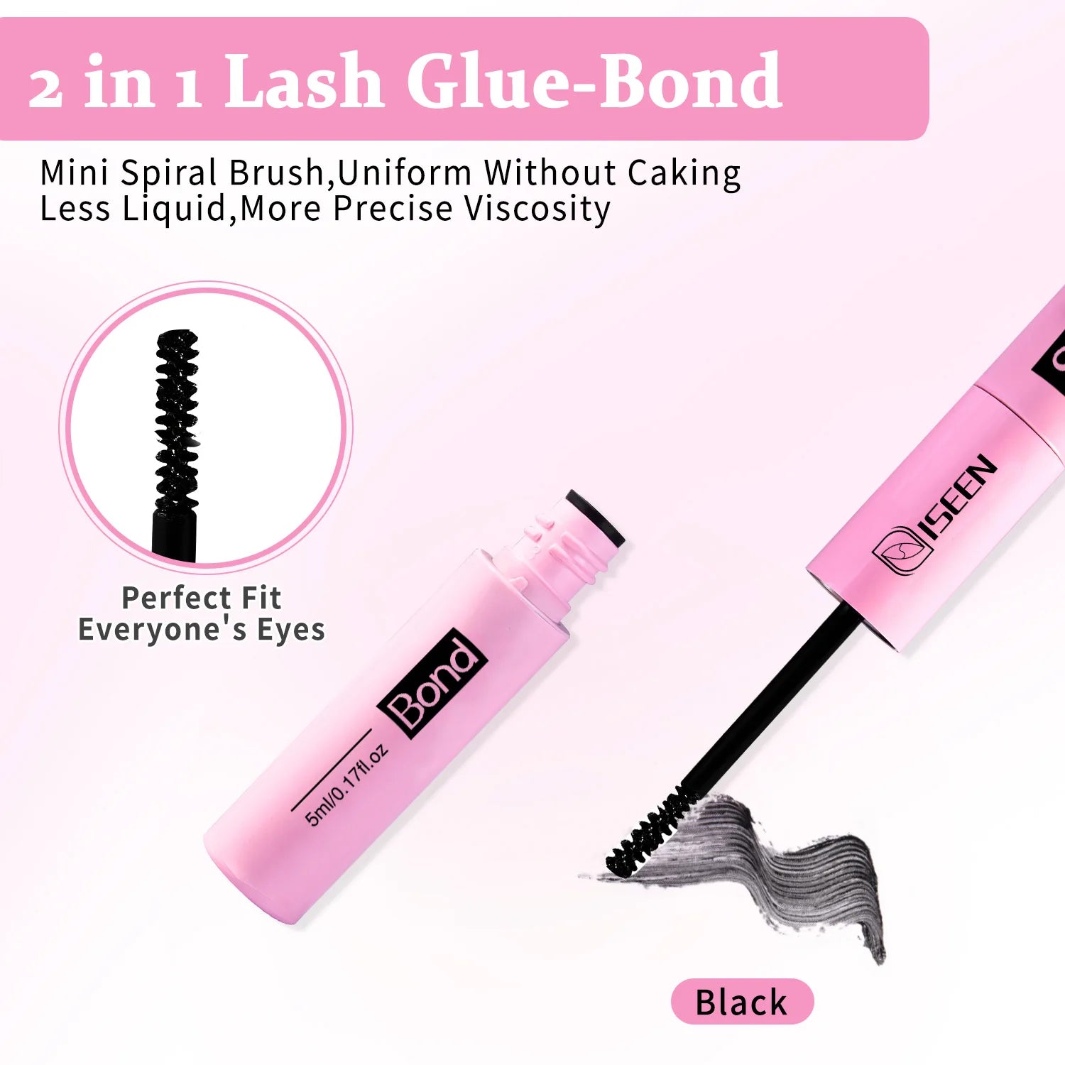 ISEEN Lash Bond and Seal 10ml for Lash Clusters Super Hold Long-Lasting Non-Irritating Eyelash Glue for DIY at Home