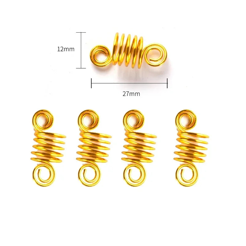 5-8Pcs Metal Hollow Out Hair Ring Accessories,Beads Hair Braid Rings Clips Dread Locks Hair Braiding Metal Cuffs Decoration Gold
