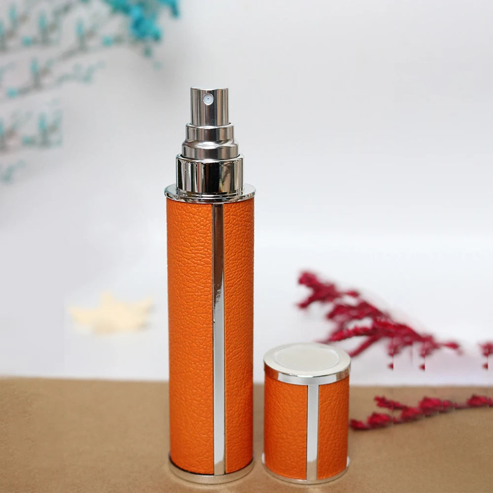 10ml Luxury Leather Wrapped Glass Perfume Spray Bottle, Portable Mini Refillable Perfume Atomizer, BPA-Free Cosmetic Container