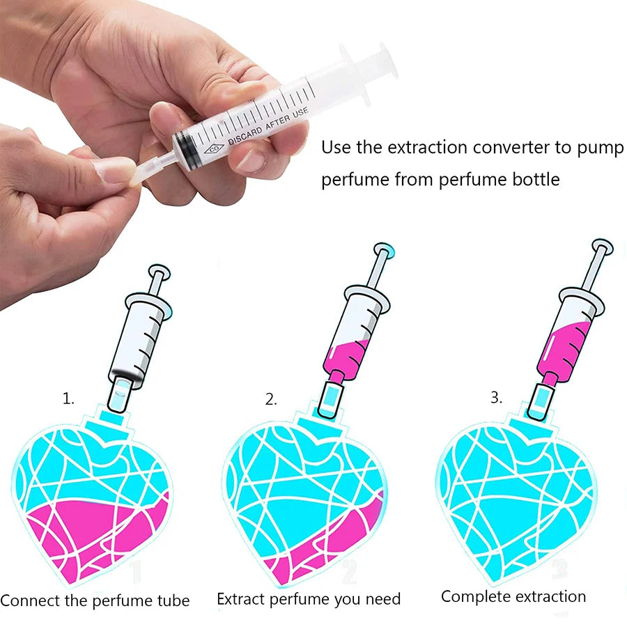 12-piece perfume dispenser set - 2 syringes, 2 pipettes, 2 perfume separators, 2 converters, 2 funnels, 2 spring-loaded pipettes