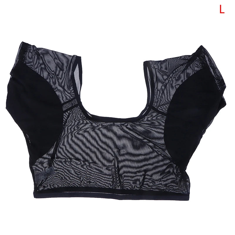 Underarm Sweat Pad Vest Absorbent Deodorant Pad Women T-shirt Shape Sweat Pads Reusable Washable Transparent Mesh Ultrathin