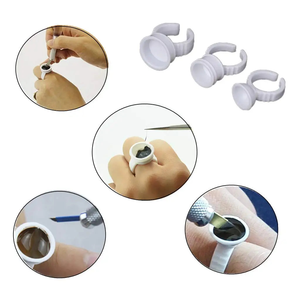 100Pcs Disposable White Ring Tattoo Ink Cups Permanent Makeup Coloring Pigment Cup Container Tattoo Accessory for Tattoo Artists