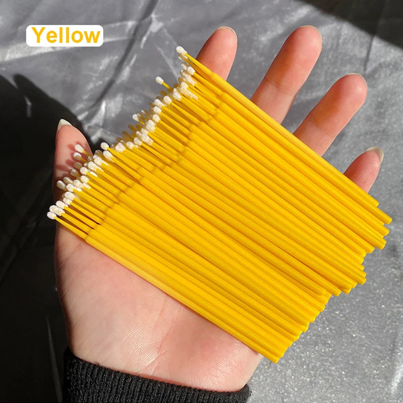 100Pcs Eyelash Cleaning Brush Lash Extension Micro Cotton Swab Individual Eyelashes Microbrush Beauty Makeup Clean Remover Tools