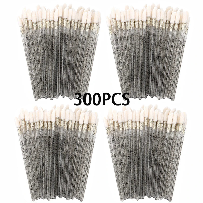 100/300PCS Crystal Lip Brush Lipstick Gloss Applicator Wands Wholesale For Eyelashes Extension Tool Kits Makeup Accessories