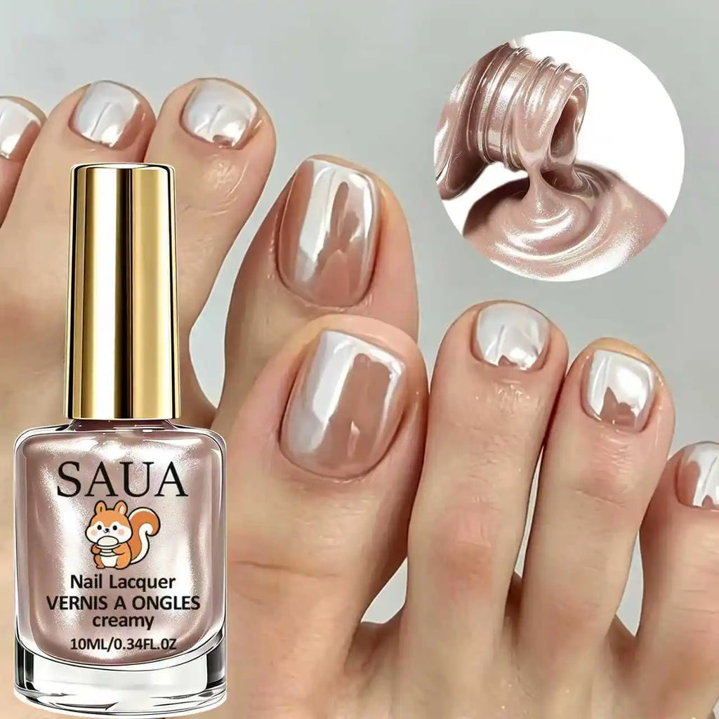 10ML Champagne Color Nail Polish, Fast-Drying, No UV Lamp Needed, Pearl Cream Texture, High Gloss,For Daily Use and Parties
