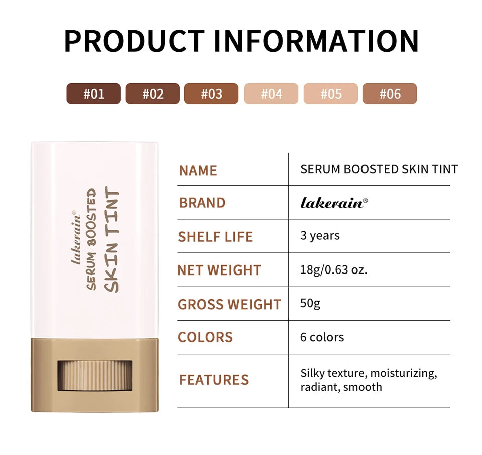 Foundation Skin Tint Balm Skin Tint Stick Waterproof Nourishing Solid Tinted Serum  Face Tinted Face Contour Stick Makeup