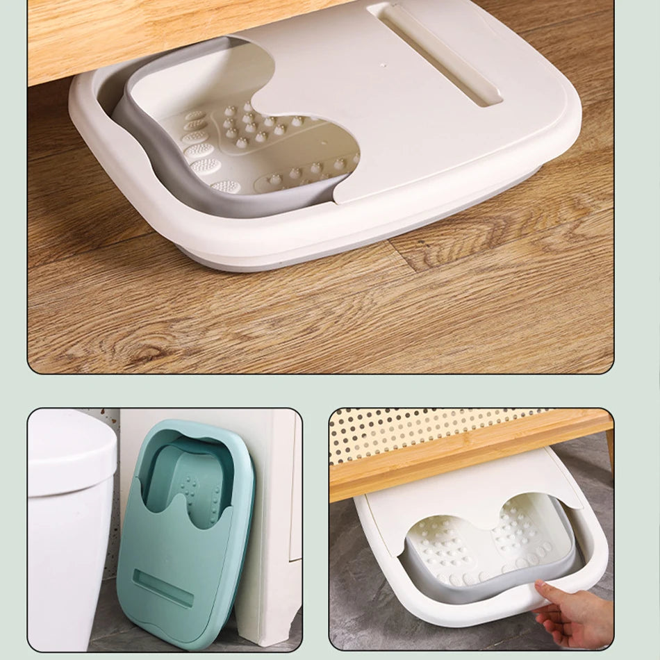 Foldable Foot Bath Tub–Portable, Covered Basin With Ergonomic Design, Silicone Thickening Suitable For Travel And Home Use