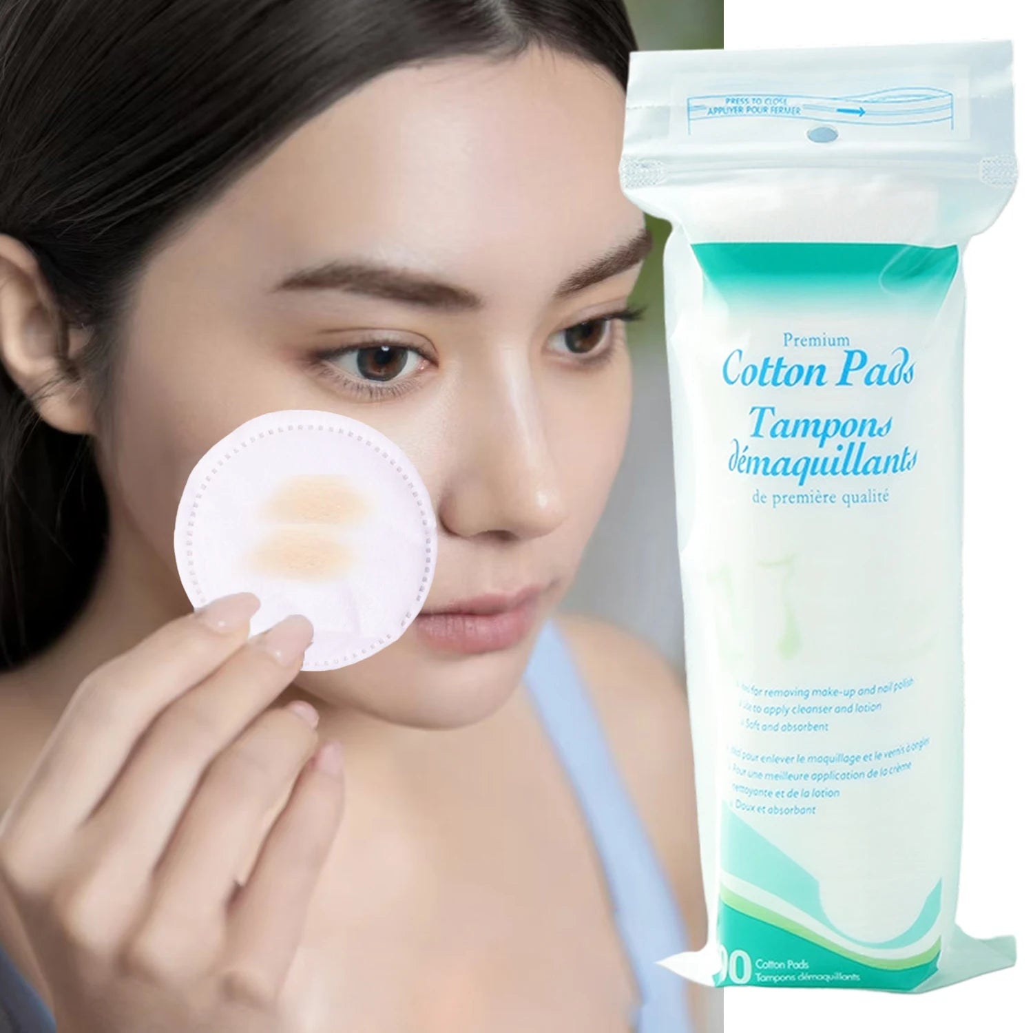 Makeup Remover Cotton Pads Disposable Soft Rounds Dual-Sided Breathable Facial Cleansing for Daily Use & Nail Polish Remover