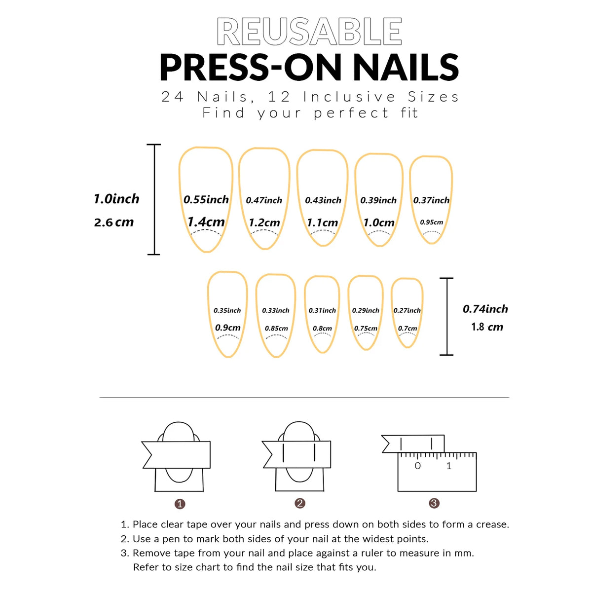 24PCS Almond-Pressed Nail Shorts, Pink False Nails, Elegantly Crafted Golden French Tips Golden and Charming