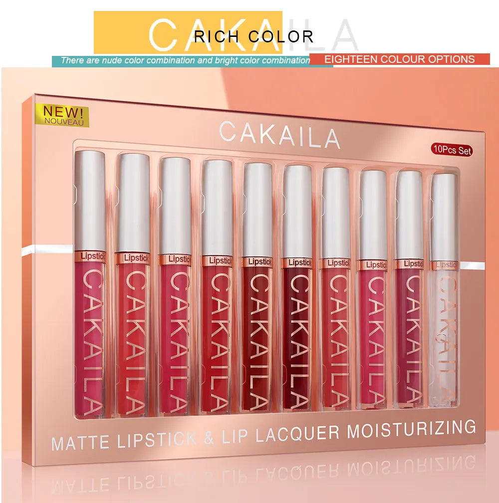 4pcs/10pcs/set Nude Lip Gloss Matte Velvet Lipstick Waterproof Long-lasting  Liquid Lipstick Women Moist Lip Tint