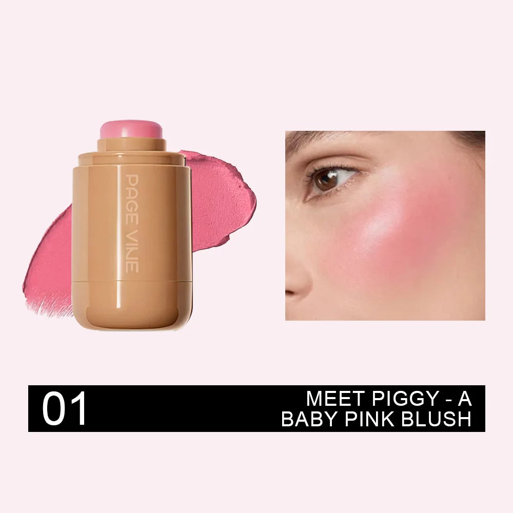 New Blush Stick 3-in-1 Cheek Lip Tinted Moistured Blush Stick Silky Brighten Blush Cream Blusher Cosmetics Tubes Matte Contour