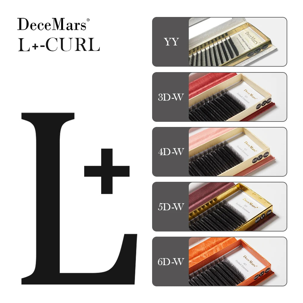 DeceMars L-curl M Curl YY 3D 4D 5D 6D Eyelash Extension 12 Lines for Makeup