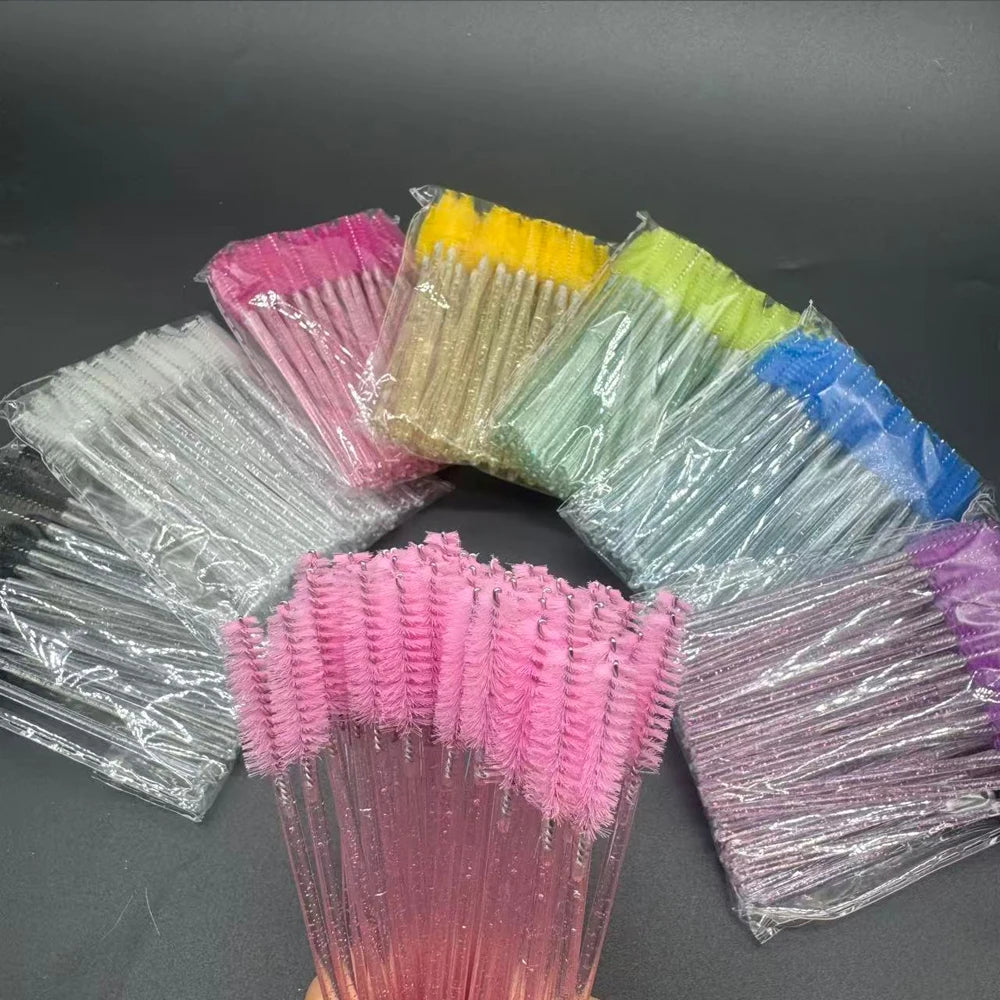Disposable Crystal Eyelashes Brush Comb 50Pcs Eye Lashes Extension Mascara Wands Makeup Professional Makeup Beauty Tool