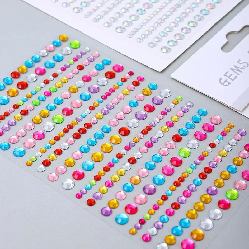 Rhinestone Acrylic Face Decoration Sticker Party Eyes Makeup Crystal Self-adhesive DIY Sticker Girls Face Diamond Tattoo Sticker