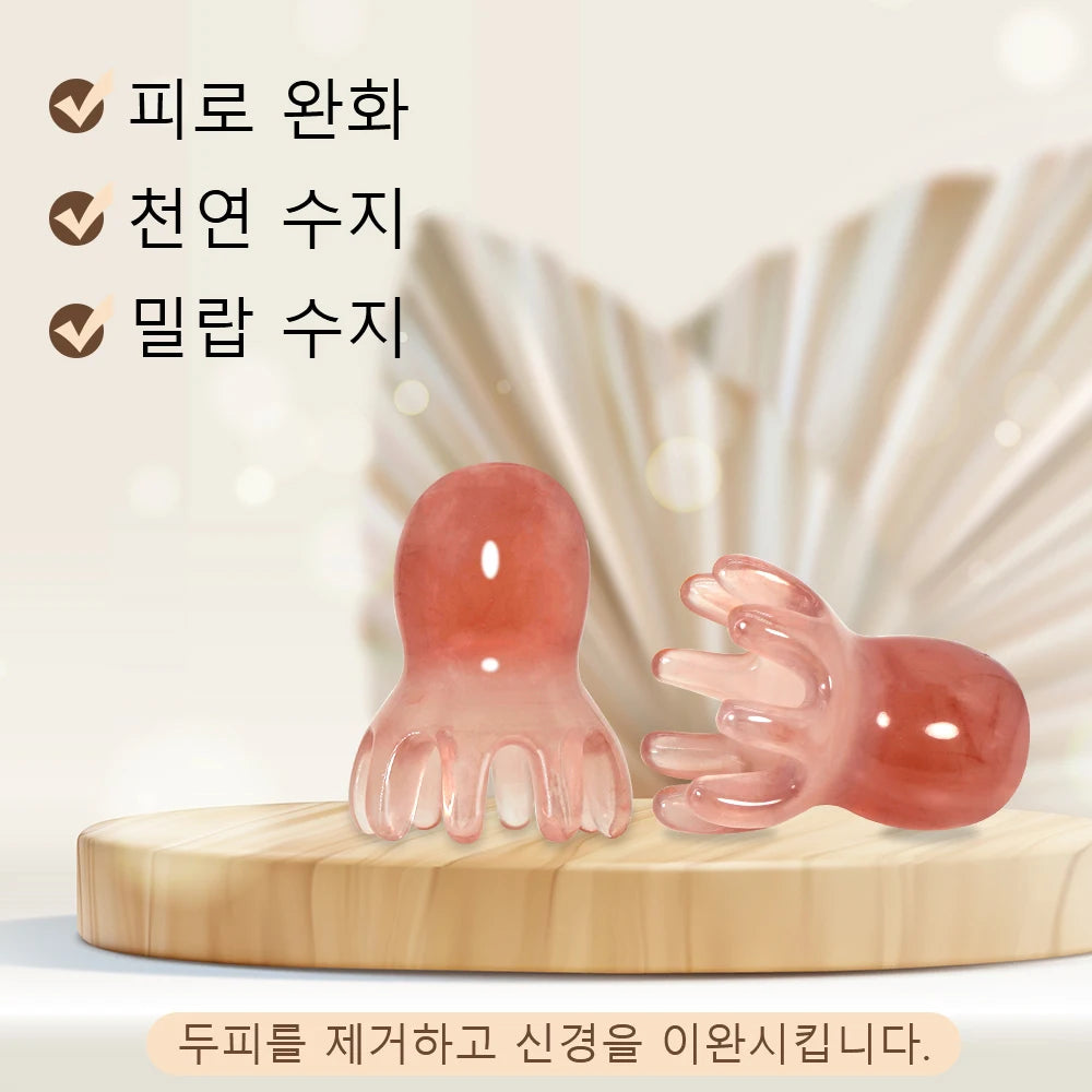Cute Octopus Scalp Massage Comb (Resin)｜Korean Hair Care, Stress Relief, Anti-Hair Loss, Portable Head Massager for Home & Trave