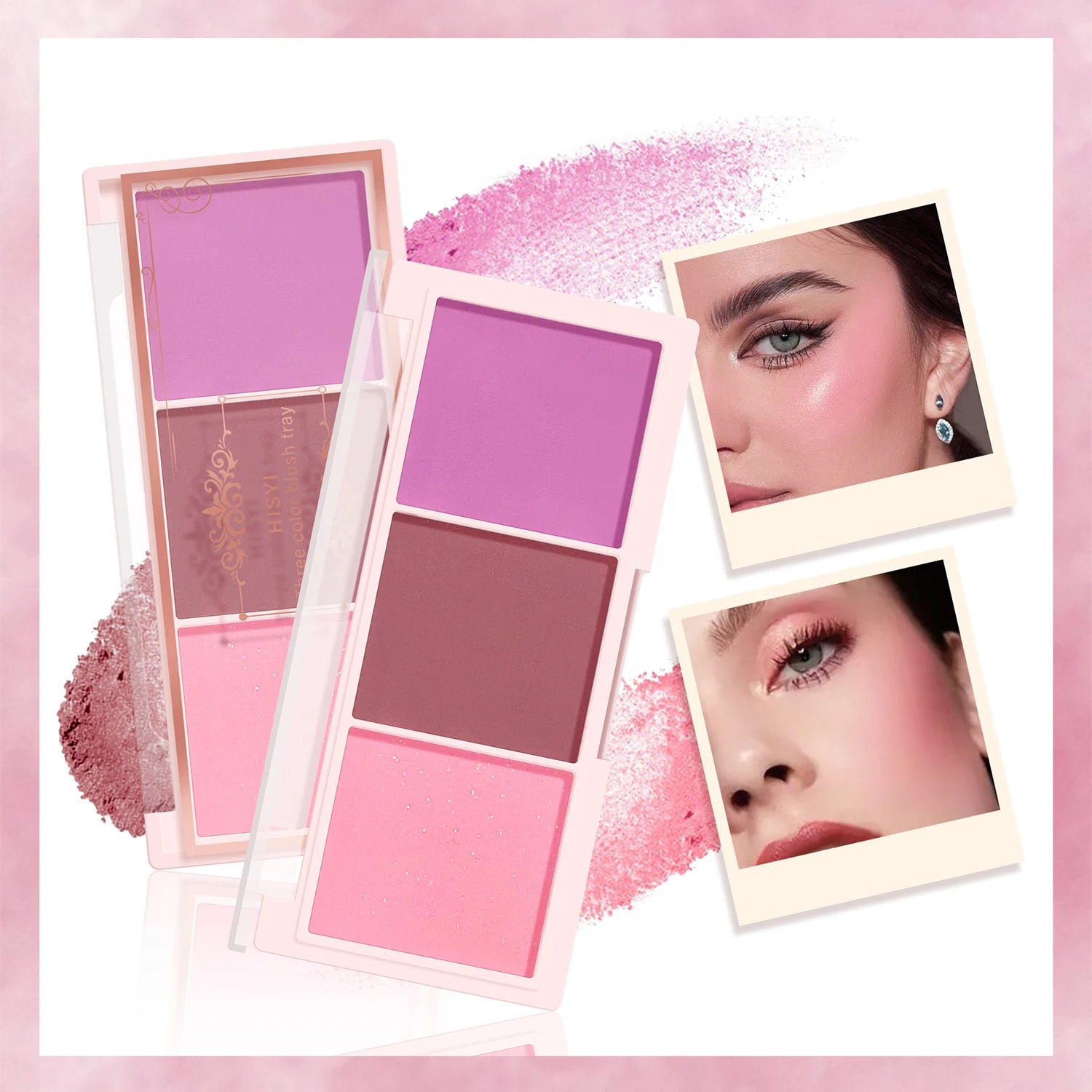 HISYI three-color blush natural color rendering delicate non-flying powder matte rouge holding makeup clear vitality girl blush