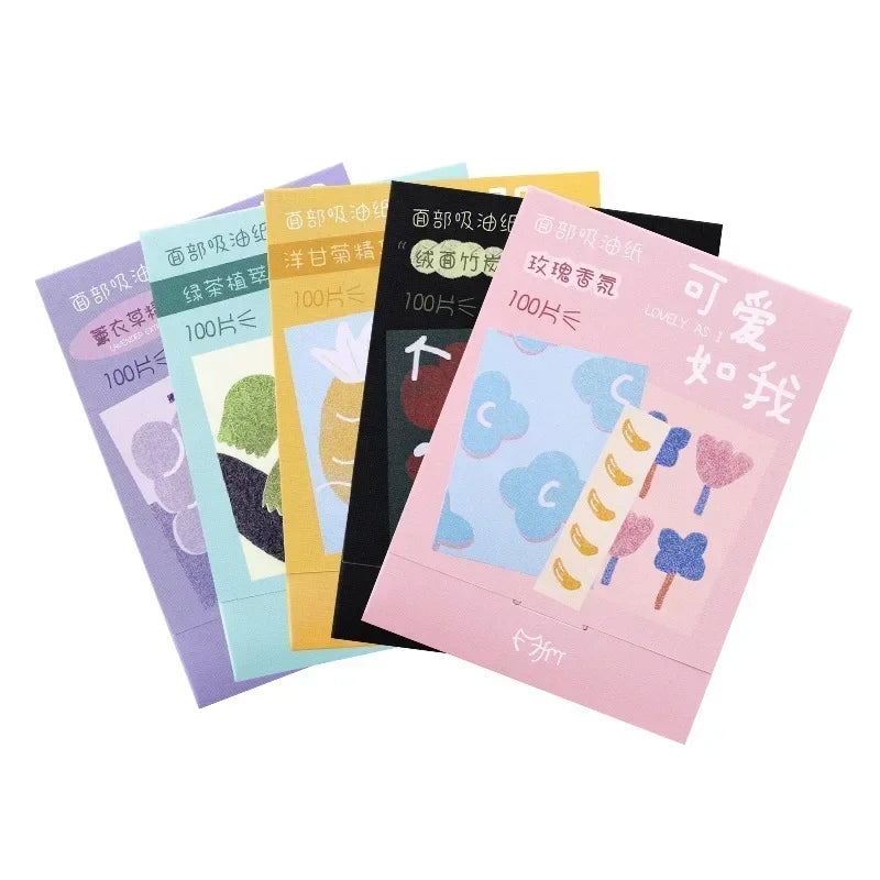 100pcs/set Portable Facial Oil Blotting Paper Matte Face Wipes Oil Control Face Cleaning Oil-absorbing Makeup Tools Accessories