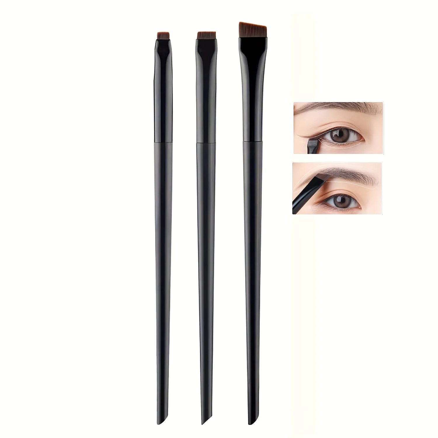 3pcs Makeup Brush Set, Blade Eyeliner Brush Fine Oblique Head Eyebrow Brush Outline Eyeliner Ultra-Thin Eye Shadow Brush Makeup