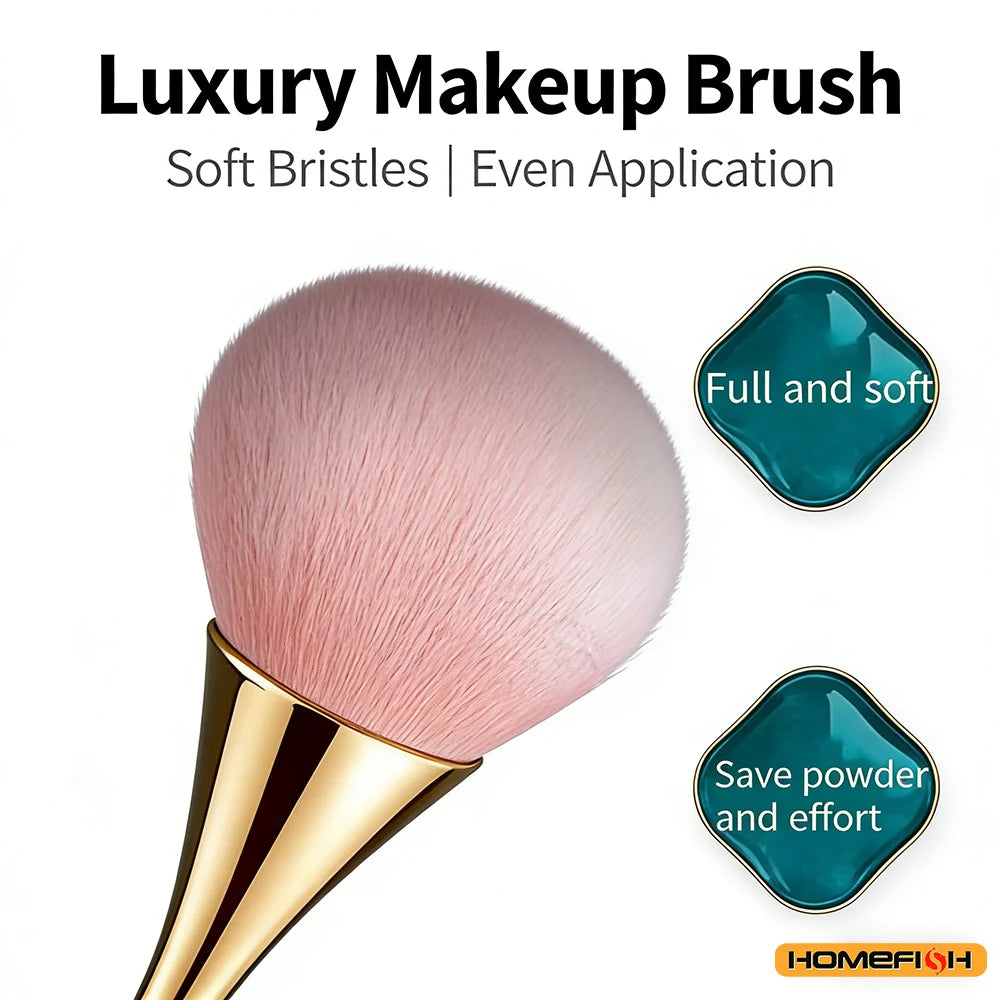 Small Fluffy Soft Powder Brush for Blush & Setting Powder – Waist-Shaped Handle, Beauty Tool