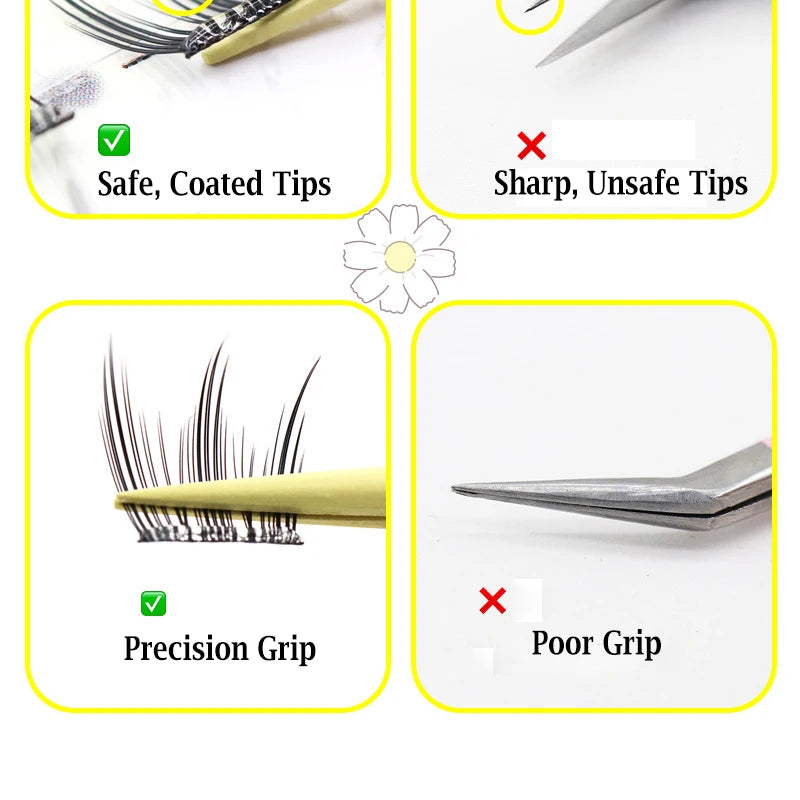 Anti-Stick Applicator No Glue Eyelashes Non Stick Coated Stainless Steel Tweezer Glue-free Eyelashes Beginner-Friendly tools