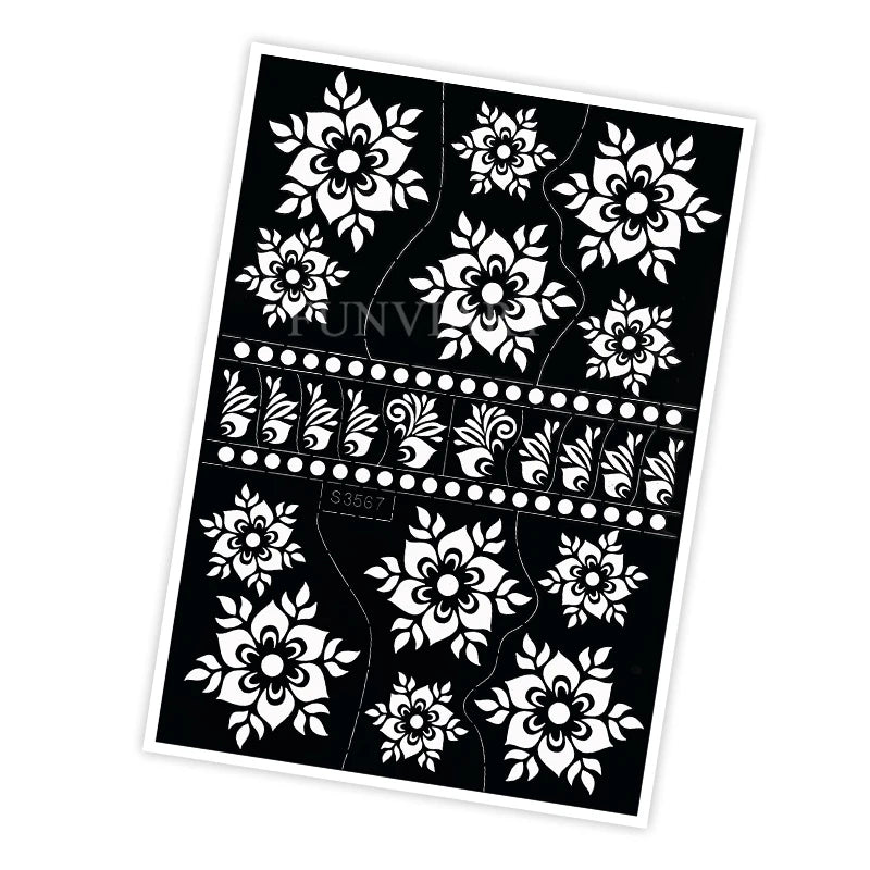 Reusable Stencil for Henna Flower Mehndi Design Tattoo Template for Women Henna Tattoo Stencil for Hand Foot Body Painting