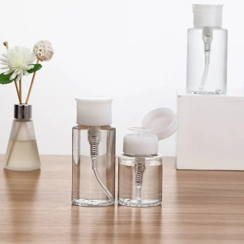 1pc Refillable Bottles Push-type Bottling   Empty Pump Dispenser Bottle for Nail Polish and Makeup Remover Bottle Packaging