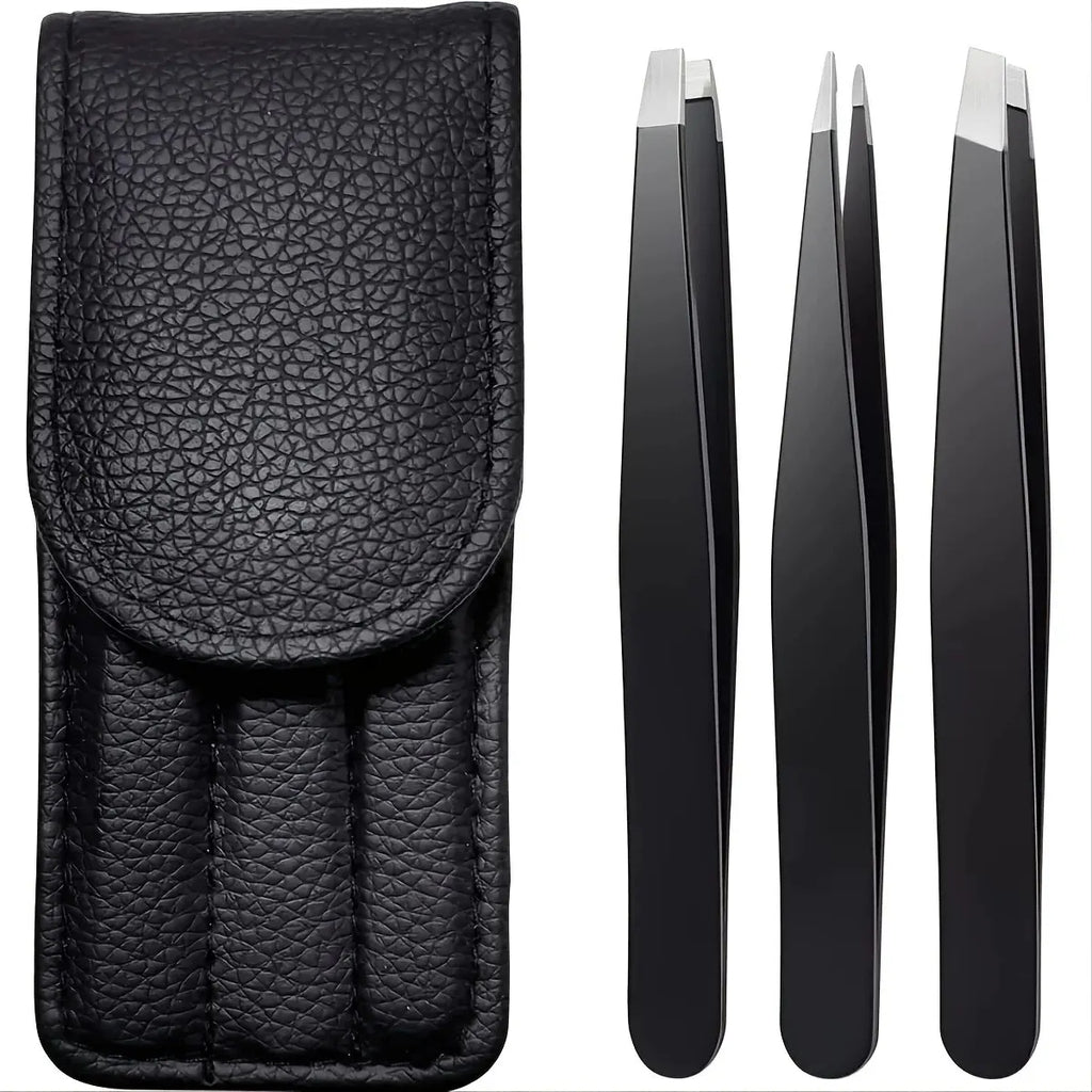 Tweezers Set 3-4pcs Premium Stainless Steel Eyebrow Precision Sharp Tip Tweezers for Body Ingrown and Facial Hair Removal