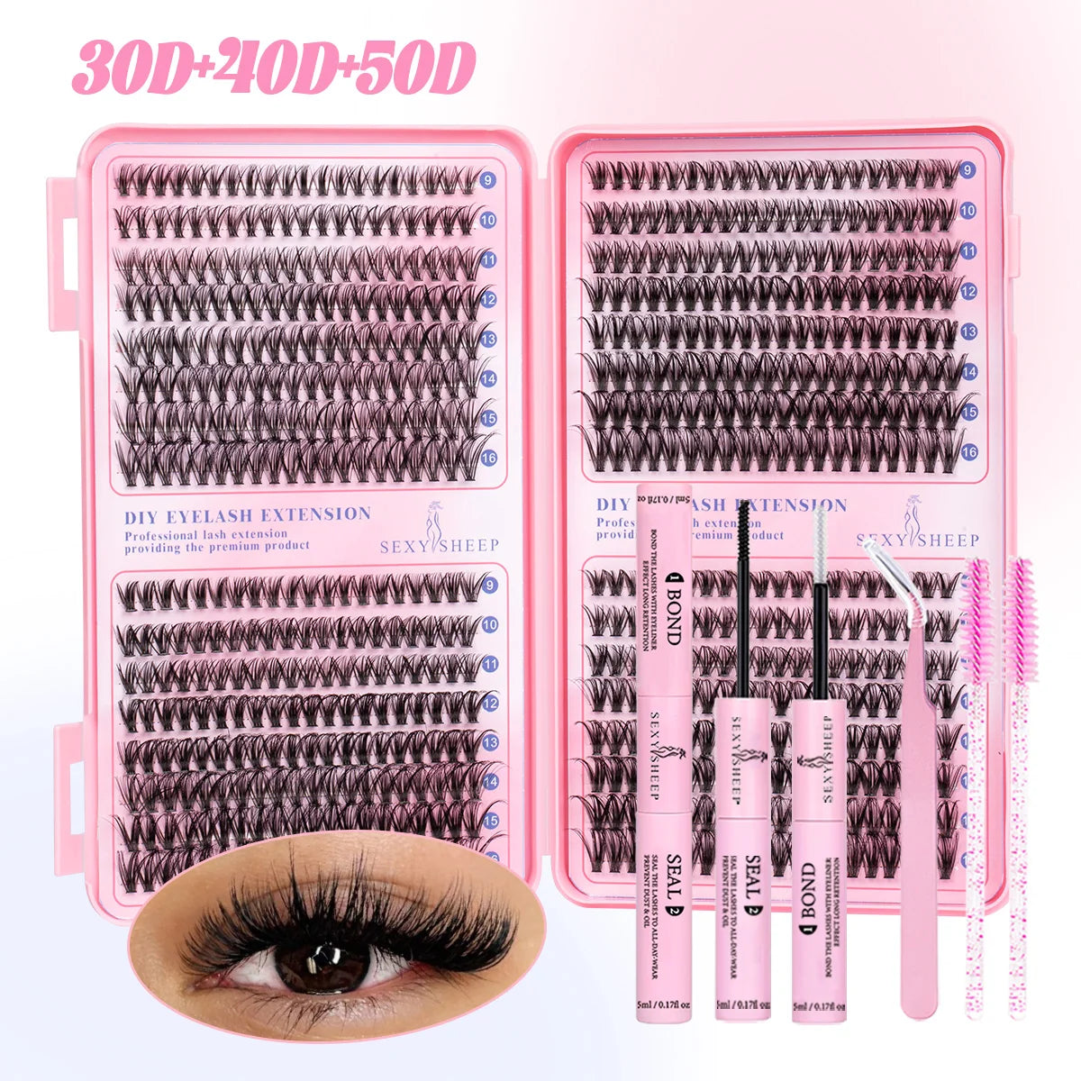 DIY Cluster Lashes Kit Individual Lashes 3D Faux Mink Lashes Wispy Eyelash Extension Soft Lashes Reuseable Makeup