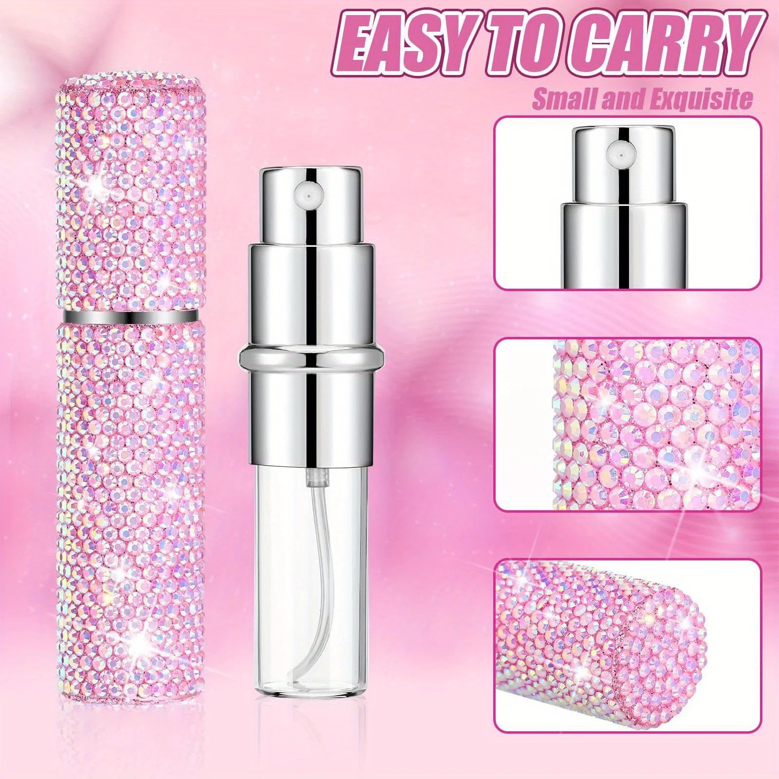 10ml Crystal Perfume Spray Bottle Travel Refillable Bottles Mini Potable Bling Glitter Empty Cosmetic Containers Atomizer Bottle