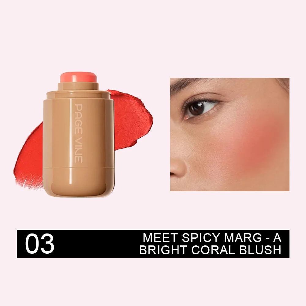 New Blush Stick 3-in-1 Cheek Lip Tinted Moistured Blush Stick Silky Brighten Blush Cream Blusher Cosmetics Tubes Matte Contour