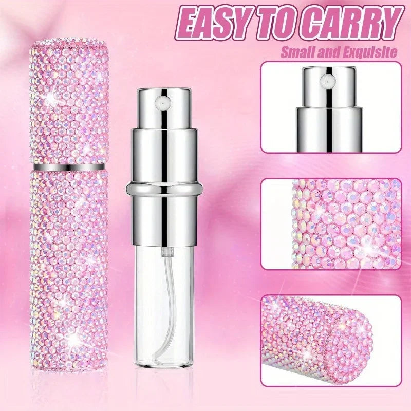 10ml Crystal Perfume Spray Bottle Travel Refillable Bottles Mini Potable Bling Glitter Empty Cosmetic Containers Atomizer Bottle