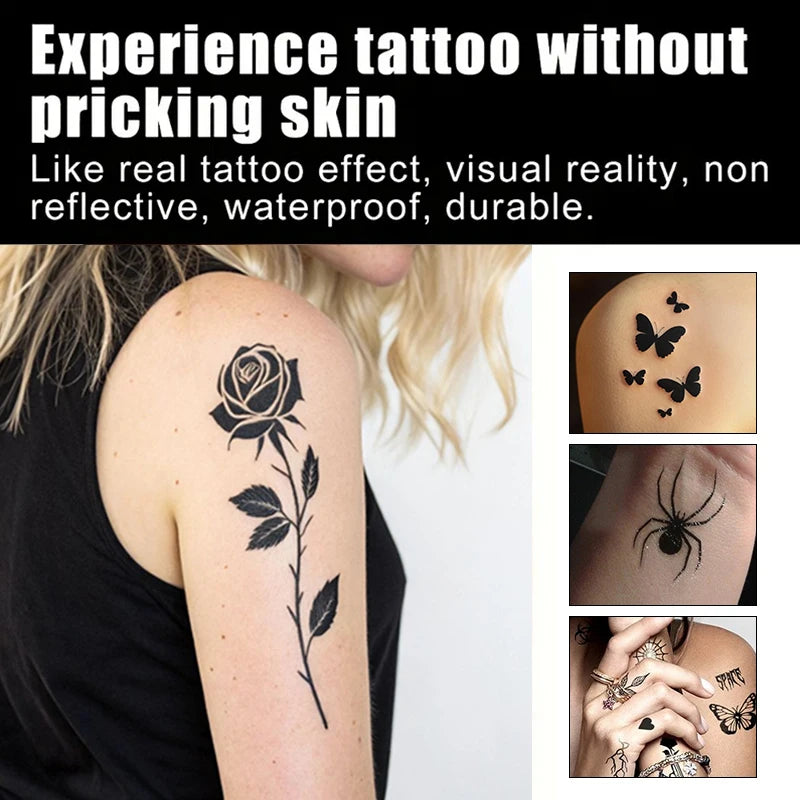Long-Lasting Temporary Tattoo Inks with 3 Tattoo Stickers Kit, Freehand Painting Gel for Makeup Trend Party Tattoos for Face Bod