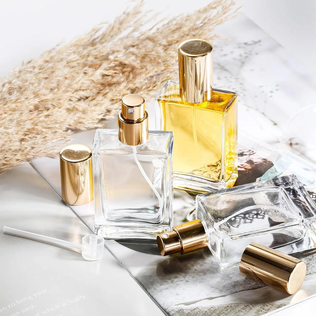 12pcs+6 accessories 15ml transparent perfume spray bottle, including 12 spray bottles, 3 funnels, and 3 sub-packing artifacts